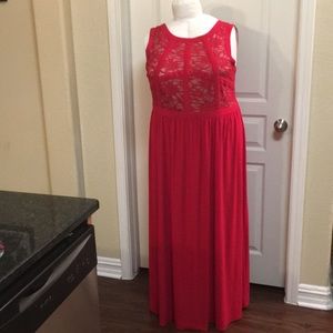Red full length dress